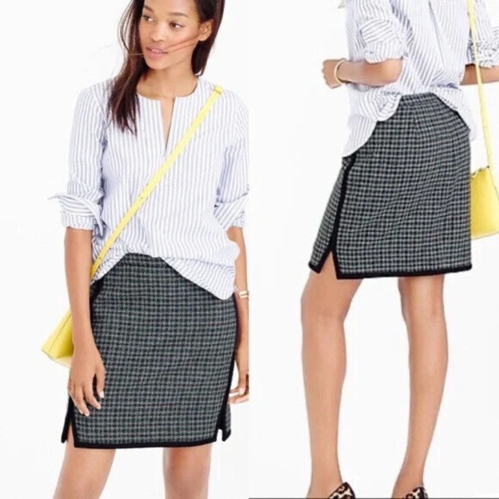 J. Crew Double Notch Houndstooth Wool Mini Skirt